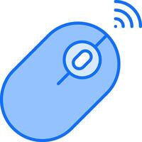 A blue mouse with a wireless signal icon vector
