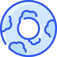 A blue donut with clouds in the middle vector
