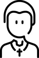 A black and white icon of a man with a cross on his head vector