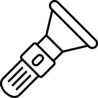 A black and white drawing of a flashlight vector