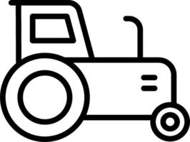 A tractor is shown in a black and white line drawing vector