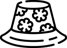 A hat with flowers on it is shown in black and white vector
