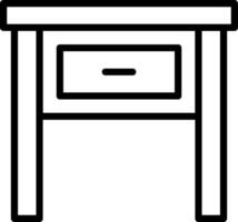 A black and white drawing of a table with a drawer vector