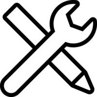 A black and white image of a wrench and pencil vector