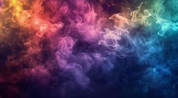 Abstract Colorful Smoke Swirls In Dark Background photo