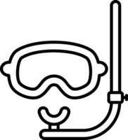 A black and white drawing of a scuba mask and snorkel vector