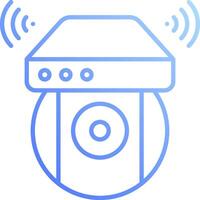 A blue icon of a camera with a microphone vector