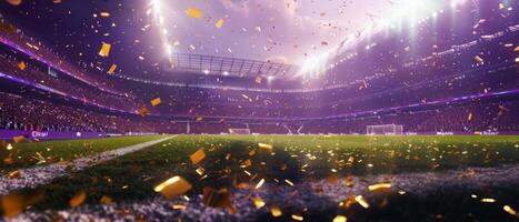 Soccer Stadium Celebration With Confetti and Lights photo