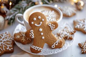 Gingerbread Man in a Cup of Hot Cocoa photo