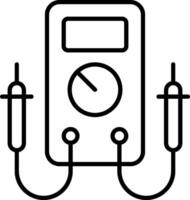 A black and white image of a device with two wires vector