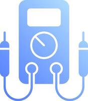 A blue and white icon of a device with two wires vector