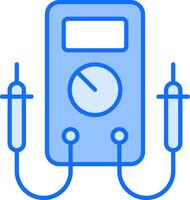 A blue and white device with two wires vector