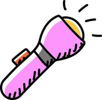 A pink flashlight with a light bulb on it vector