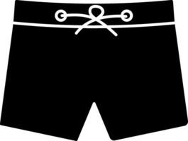 A black swim trunks with a white outline vector