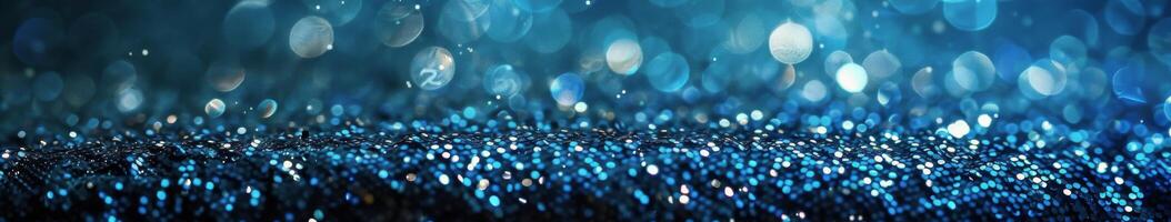 Abstract Blue Glitter Background With Bokeh Lights photo