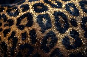 Close Up of Leopard Fur With Gold Glitter photo