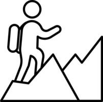 A man is climbing a mountain line icon vector