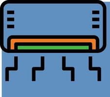 A blue and orange air conditioner with a green and orange handle vector