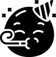 A black and white image of a birthday cake with a party hat vector