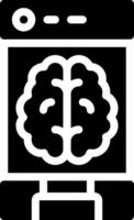 A black and white image of a computer screen with a brain on it vector