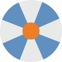 A blue and white circular icon vector