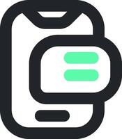 A phone with a green and black icon vector