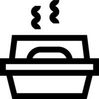 A black and white image of a container with food vector