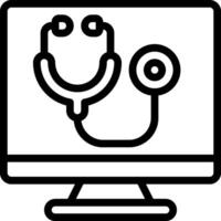 A computer monitor with a stethoscope on it vector