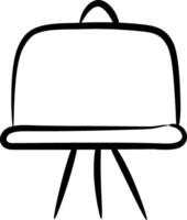 A black and white drawing of a table with a plate on it vector