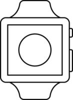 An apple watch is shown in a line drawing vector
