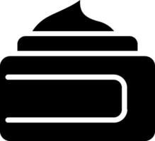 A black and white icon of a jar of cream vector