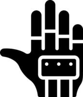 A black and white hand with a button on it vector