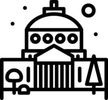 A black and white illustration of a building with a dome vector