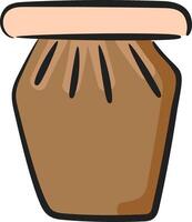 A brown pot with a lid on it vector