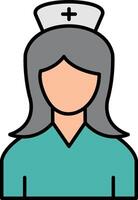 A nurse icon with a white cross on her head vector
