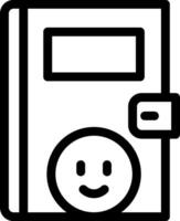 A smiley face icon with a book vector