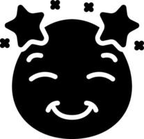 A black and white smiley face with stars vector