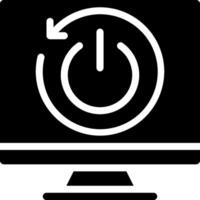 A black and white computer monitor with a power symbol vector
