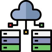 A cloud with two servers and a computer vector