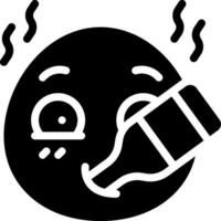A black and white icon of a bottle with a face vector