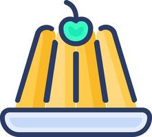 A bowl of pudding with a green apple on top vector