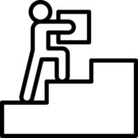A man is climbing up stairs with a box vector
