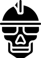 A skull with a helmet and glasses on it vector