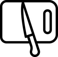 A black and white drawing of a knife and cutting board vector