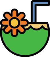 A green coconut drink with a straw and flower vector