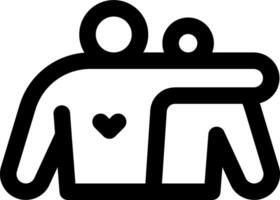 A black and white icon of a man and woman hugging vector