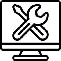 A computer monitor with a wrench and a wrench vector