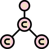 A molecule with three circles and a pink dot vector