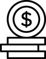 Money icon with a dollar sign on top of a stack of money vector