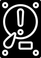 A black and white icon of a warning sign vector